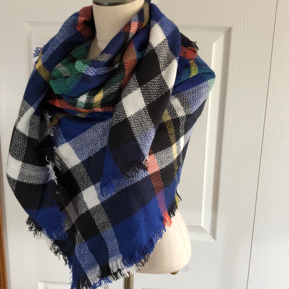 Cozy tartan plaid scarf shawl wrap cape poncho